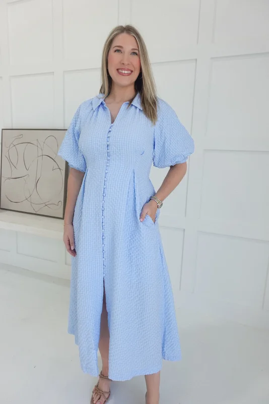Forget Me Not Midi Dress - Blue