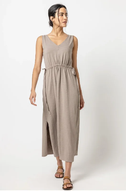 Lilla P Drawcord Waist Midi/Maxi Dress