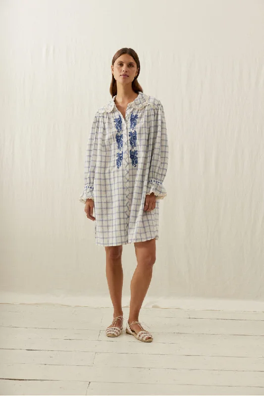 Louise Misha Nilan Dress Blue River Checks