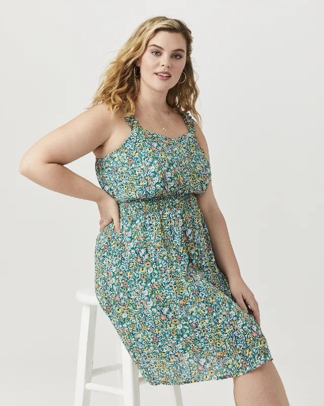 Marianne Floral Print Midi Dress | Kelly Green / Orange