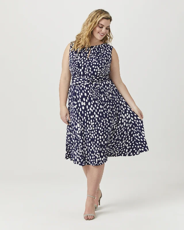Kendra Keyhole Dress | Navy / White