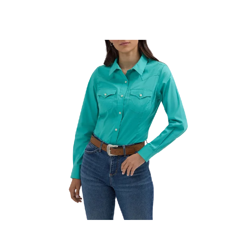 Wrangler Women's Long Sleeve Blue Shirt Comfortable Short Sleeve Tee