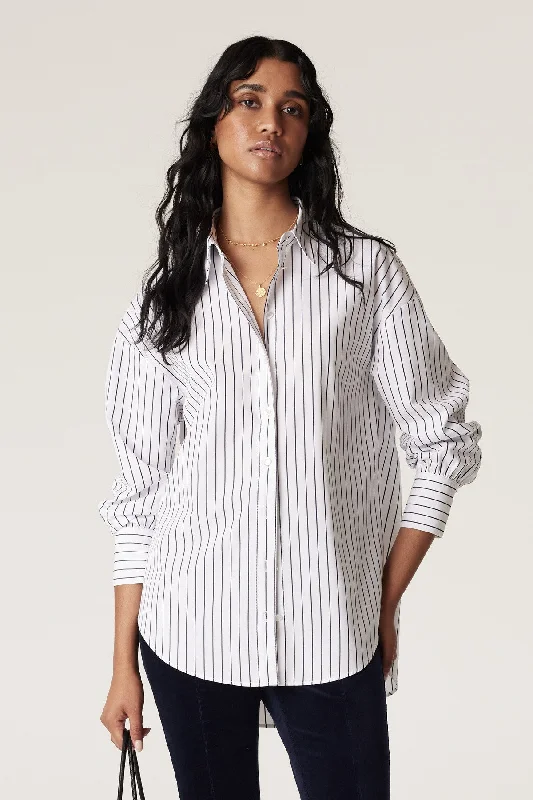 Collins Shirt - Black Stripe Casual Cotton Short Shirt