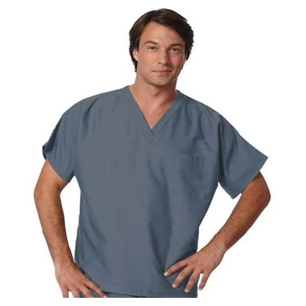 Fashion Seal Shirt Scrub Fashion Seal 78785 Unisex X-Large Pewter Each - 78785-XL Cozy Plain Short Sleeve