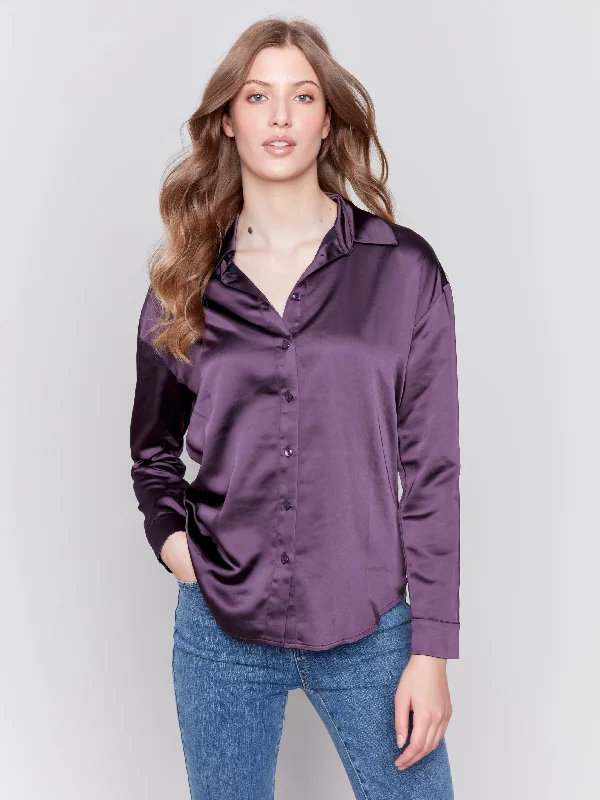 Gutsy Satin Shirt Relaxed Cotton Short Blouse