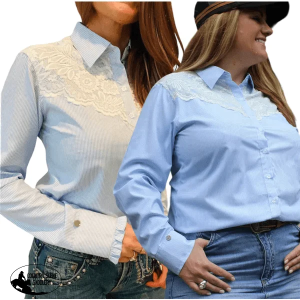 L1371 - DIXI Ladies Western Lace Yolk Shirt Comfortable Graphic Short Sleeve