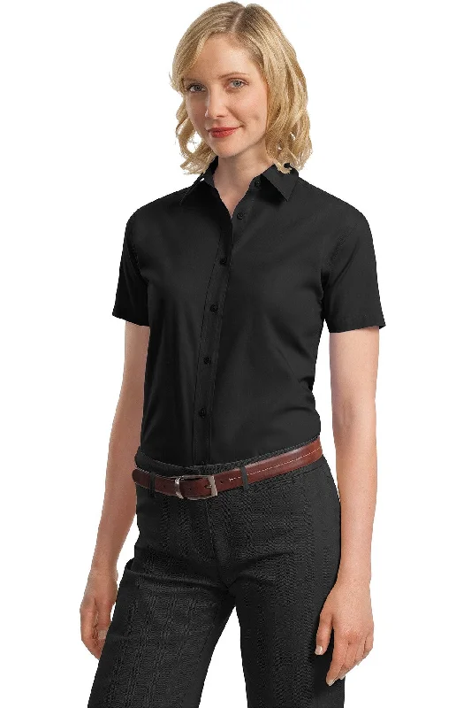 Port Authority® Ladies Short Sleeve Value Poplin Shirt. L633 Classic V-Neck Short Shirt