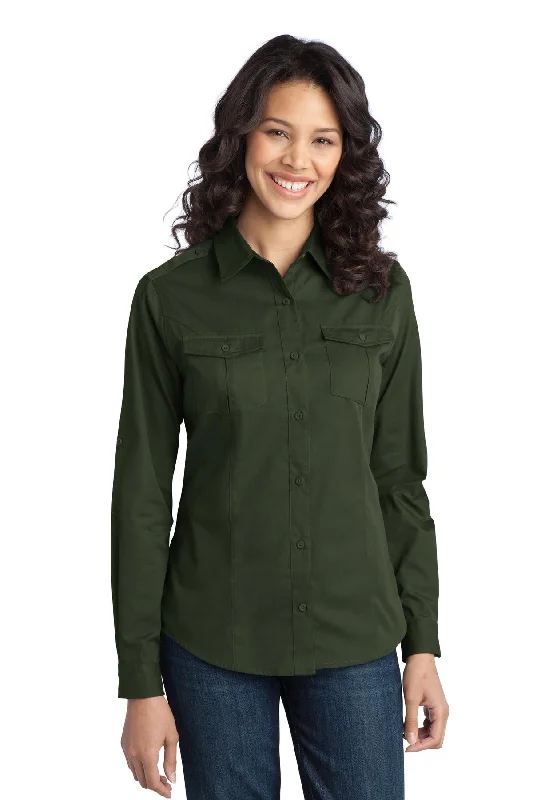 Port Authority® Ladies Stain-Resistant Roll Sleeve Twill Shirt. L649 Relaxed Short Sleeve Tee