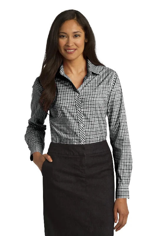 Port Authority® Ladies Long Sleeve Gingham Easy Care Shirt. L654 Relaxed Fit Short Blouse