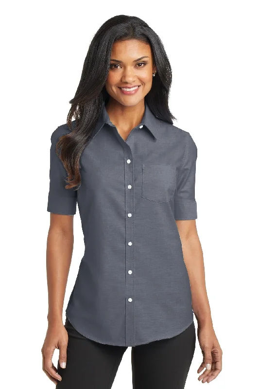 Port Authority® Ladies Short Sleeve SuperPro Oxford Shirt. L659" Comfortable Short Sleeve Blouse