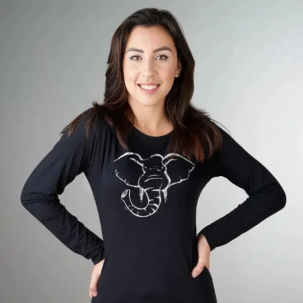 Elephant Long Sleeve Shirt for Women Cozy Loose Fit Short Sleeve