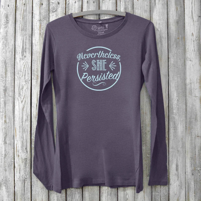 Nevertheless She Persisted Long Sleeve Shirt for Women Trendy Button-Front Short Sleeve