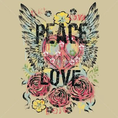 Peace- Loved Winged T Shirt Stylish Striped Short Sleeve