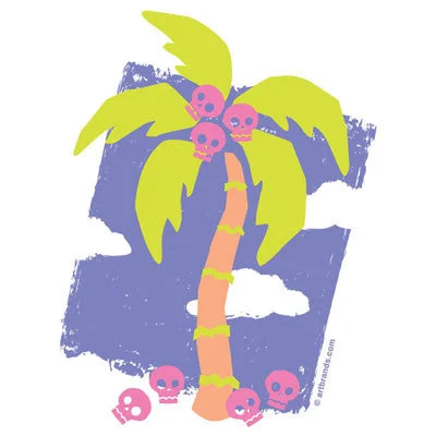 Skull Palm Tree T Shirt Trendy Print Short Sleeve