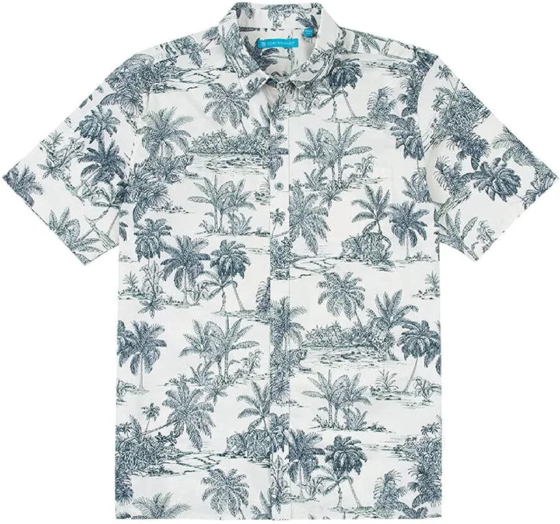 Tori Richard Everglades Vanilla Large Short Sleeve Hawaiian Camp Shirt Classic Solid Short Shirt