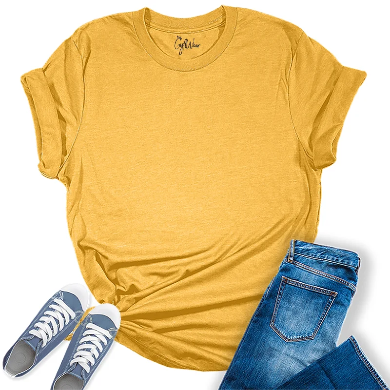 Womens Heather Yellow Gold T Shirts Premium Casual Short Sleeve Shirts Oversized Tops Fashionable Rounded Short Shirt