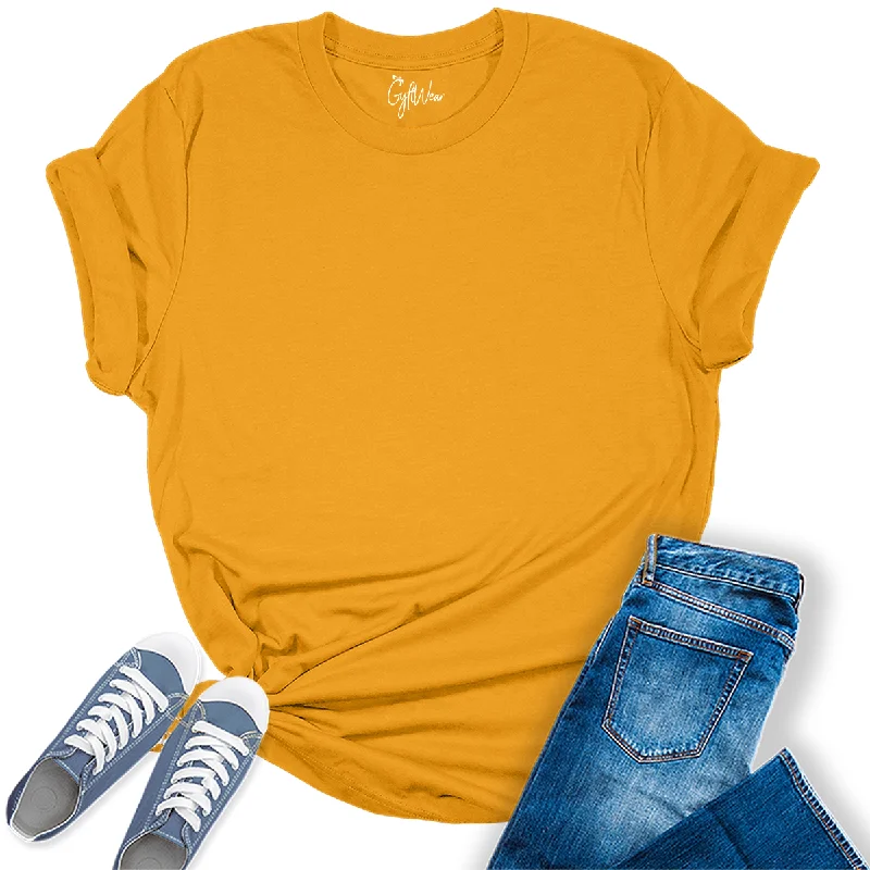 Womens Mustard T Shirts Premium Casual Short Sleeve Shirts Oversized Tops Modern Short Sleeve Top