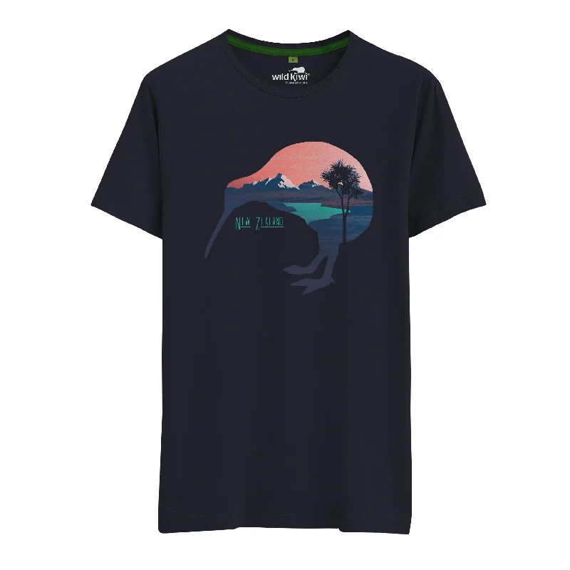 Womens New Zealand T Shirt - Kiwi Mountains Stylish Printed Short Shirt