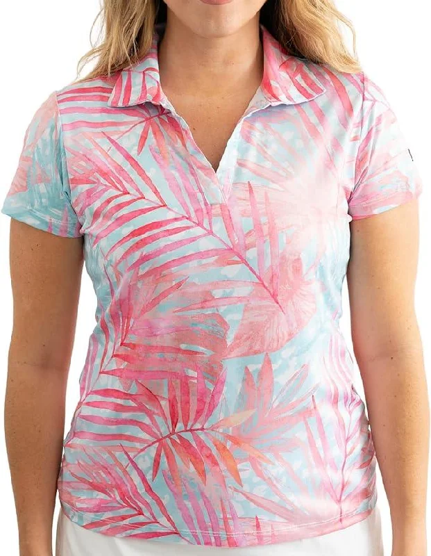 Yatta Golf Womens Standout Performance Short Sleeve Golf Polo Shirt Cozy Printed Short Shirt