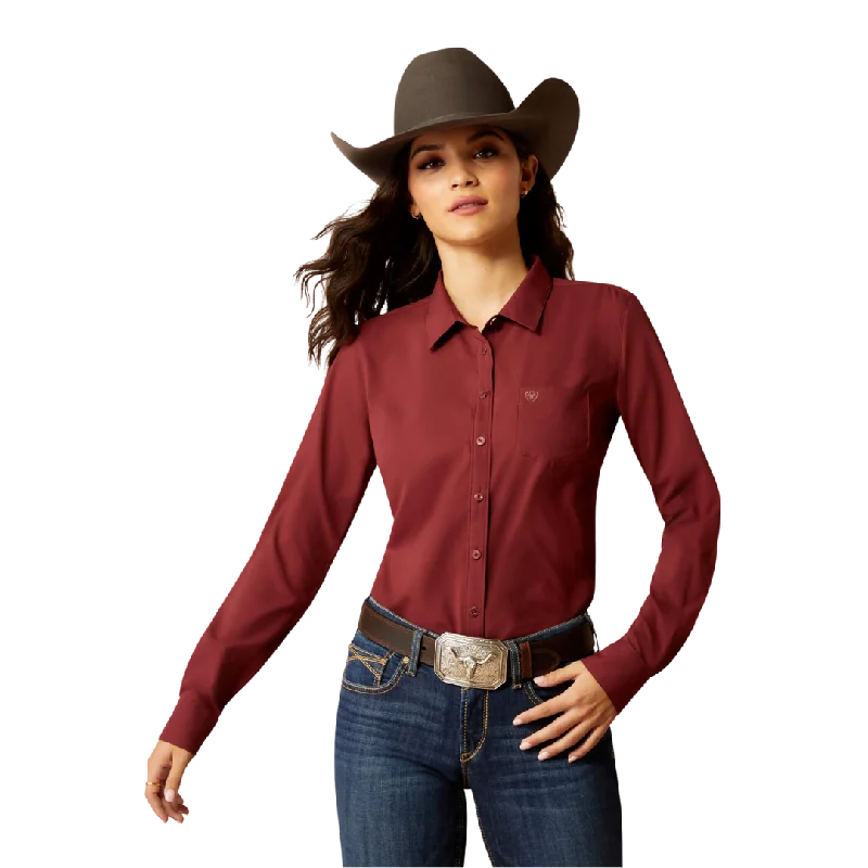 Ariat Women's Kirby Pro Tawny Port Shirt Elegant Button-Down Short Shirt