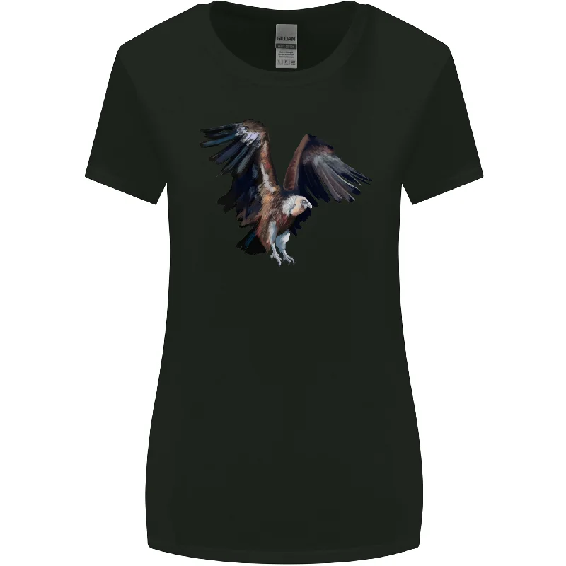 A Vulture Illustration Birds of Prey Womens Wider Cut T-Shirt Chenille Brocade Lace