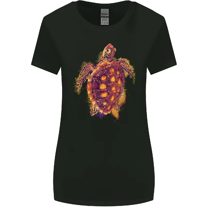 A Watercolour Turtle Womens Wider Cut T-Shirt Chenille Brocade Lace