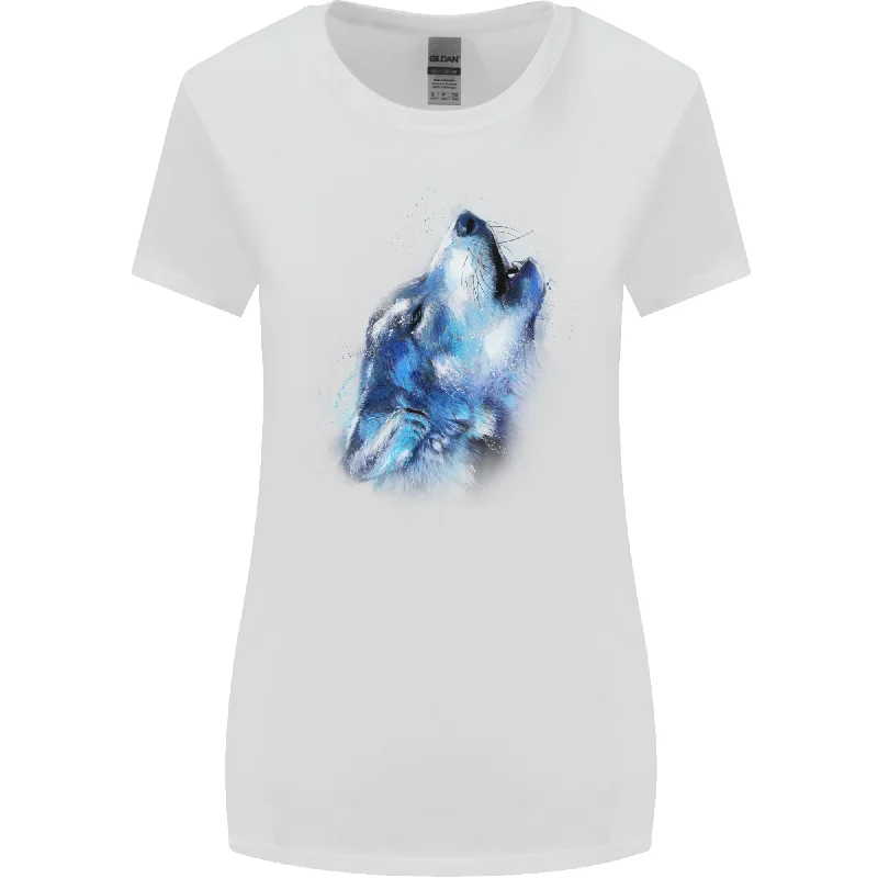 A Watercolour Wolf Womens Wider Cut T-Shirt Anti-Shrink Durable Soft