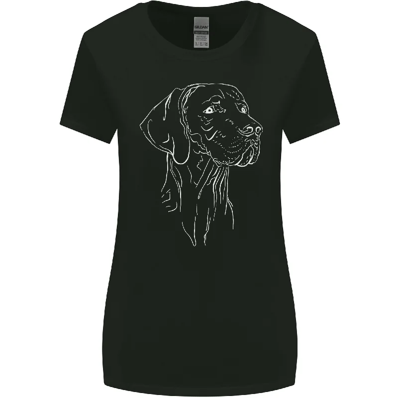 A Weimaraner Face Womens Wider Cut T-Shirt Notch Collar Peter Pan Collar Cowl Neck