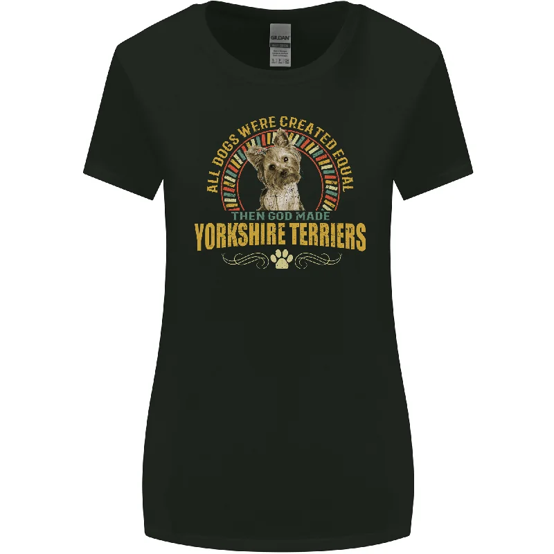 A Yorkshire Terrier Dog Womens Wider Cut T-Shirt Machine Wash Dry Clean Hand Wash