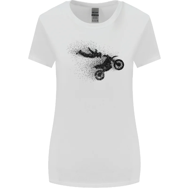 Abstract Motocross Rider Dirt Bike Womens Wider Cut T-Shirt Notch Collar Peter Pan Collar Cowl Neck