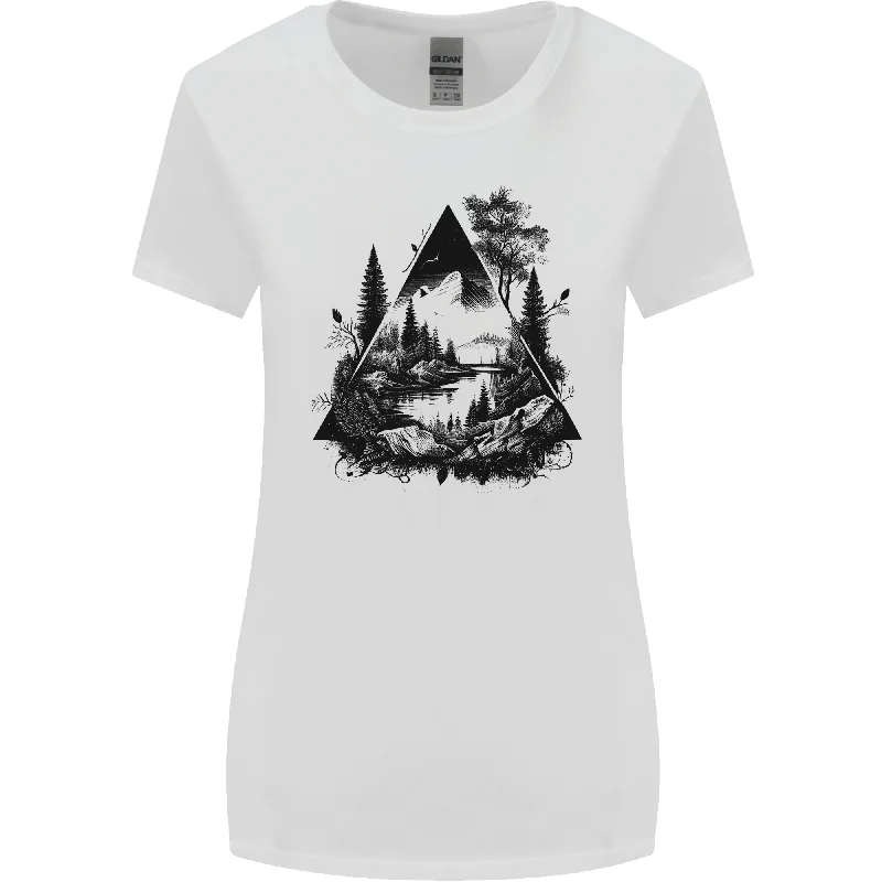 Abstract Outdoors Camping Bushcraft Hiking Trekking Womens Wider Cut T-Shirt Welt Pockets Slit Pockets