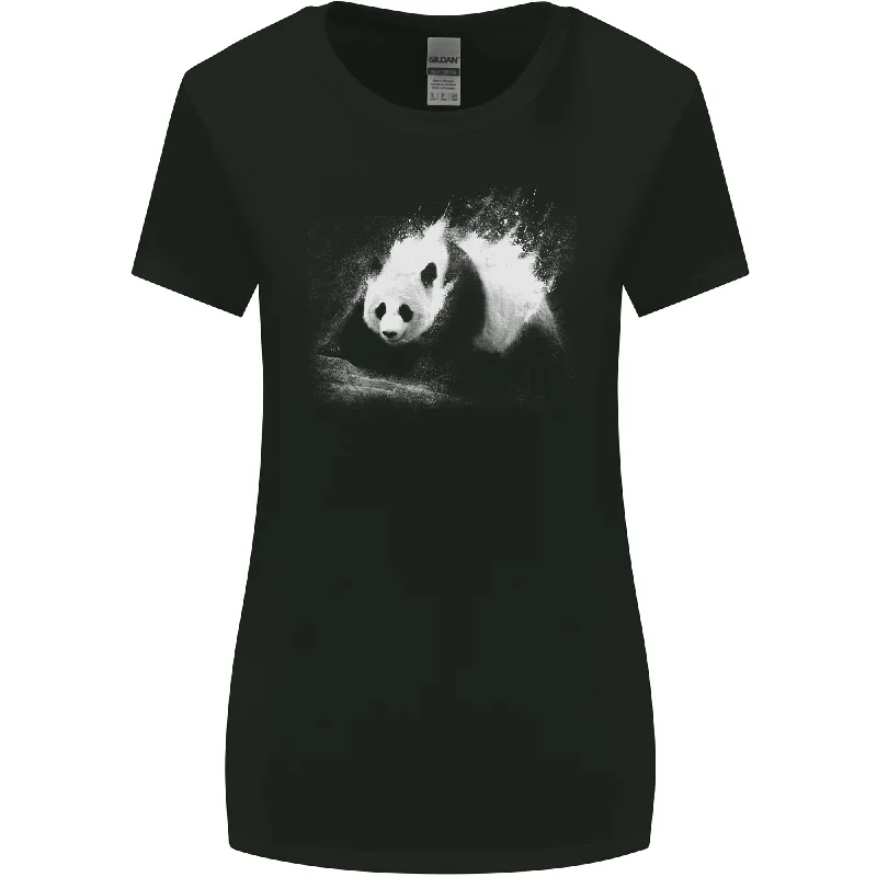 Abstract Panda Bear Ecology Womens Wider Cut T-Shirt Ribbed T-Shirt High Neck Heavyweight