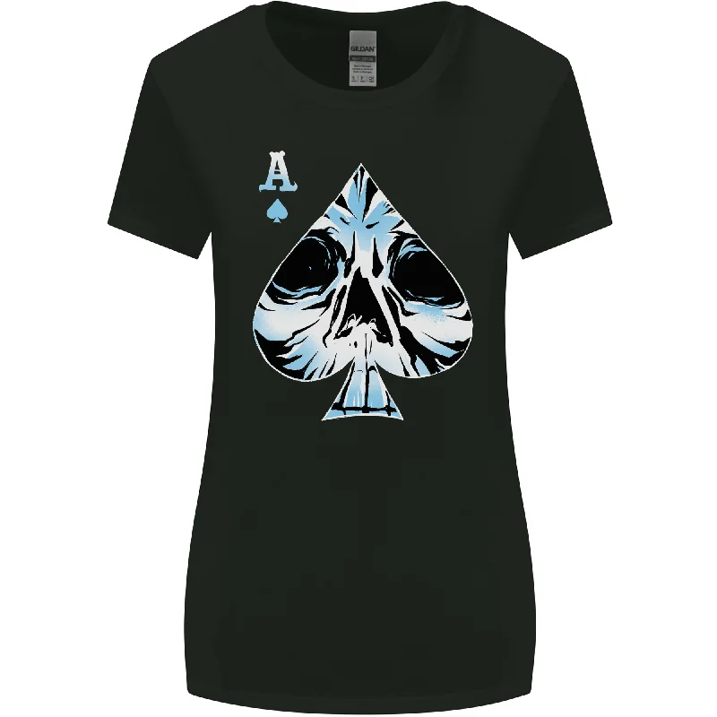 Ace of Spades Skull Womens Wider Cut T-Shirt Print Jacquard Patchwork