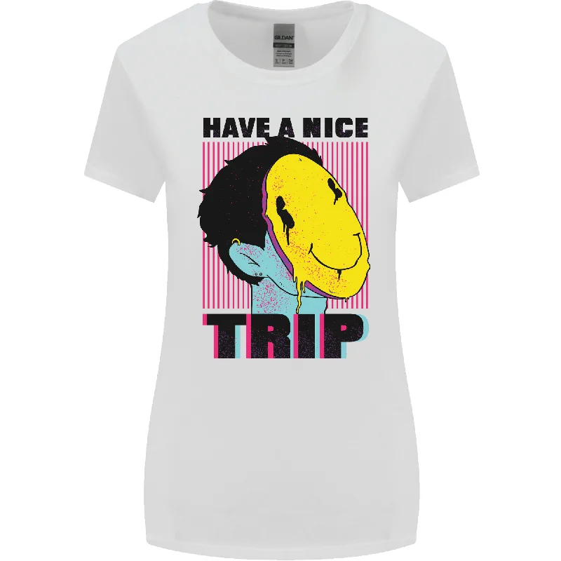 Acid Have a Nice Trip LSD Trippy Womens Wider Cut T-Shirt Faux Fur Fabric Real Fur Fabric Shearling Fabric