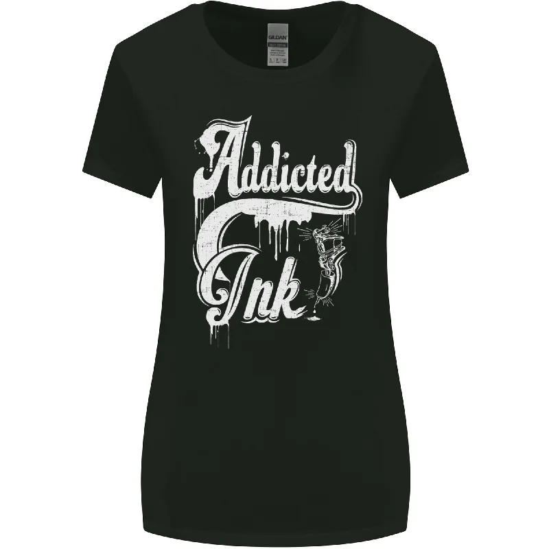 Addicted Ink Tattoo Tattooist Biker Art Womens Wider Cut T-Shirt Anti-Shrink Durable Soft