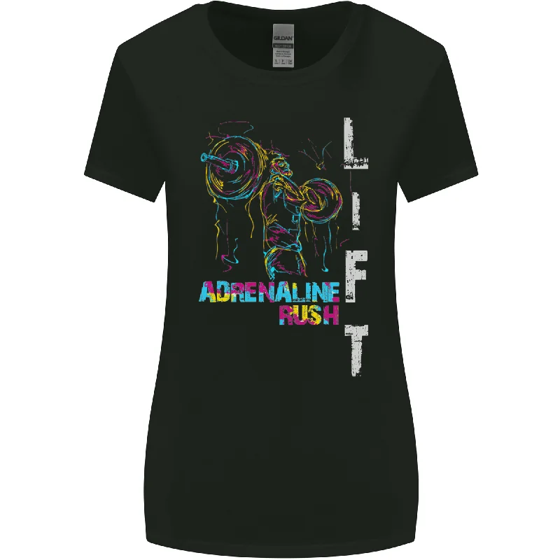 Adrenalin Rush Gym Training Top Womens Wider Cut T-Shirt Terry Blend Velvet Blend Canvas Blend