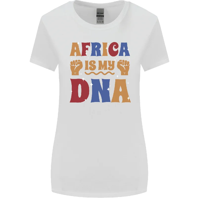 Africa is My DNA Juneteenth Black Lives Matter Womens Wider Cut T-Shirt Collared T-Shirt Boat Neck A-Line