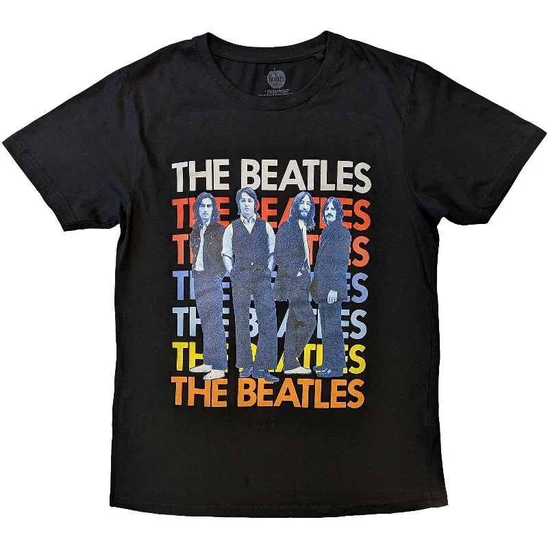 The Beatles | Official Band T-Shirt | Iconic Multicolour Beaded Sequined Faux Fur