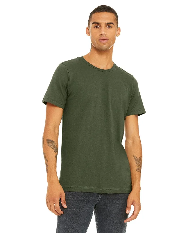 Bella+Canvas Unisex T-Shirt | Military Green Zippered Front Buttoned Front Snap Front