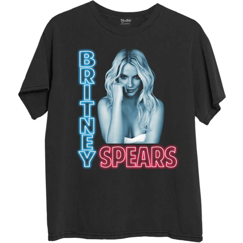 Britney Spears | Official Band T-Shirt | Neon Light Striped Floral Plaid