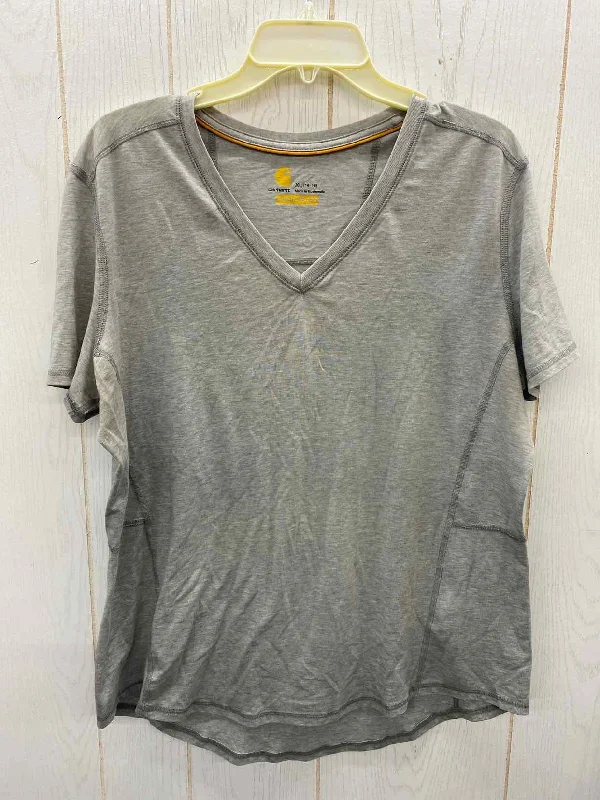 Carhartt Gray Womens Size XL Shirt Elegant Off-Shoulder Short Shirt