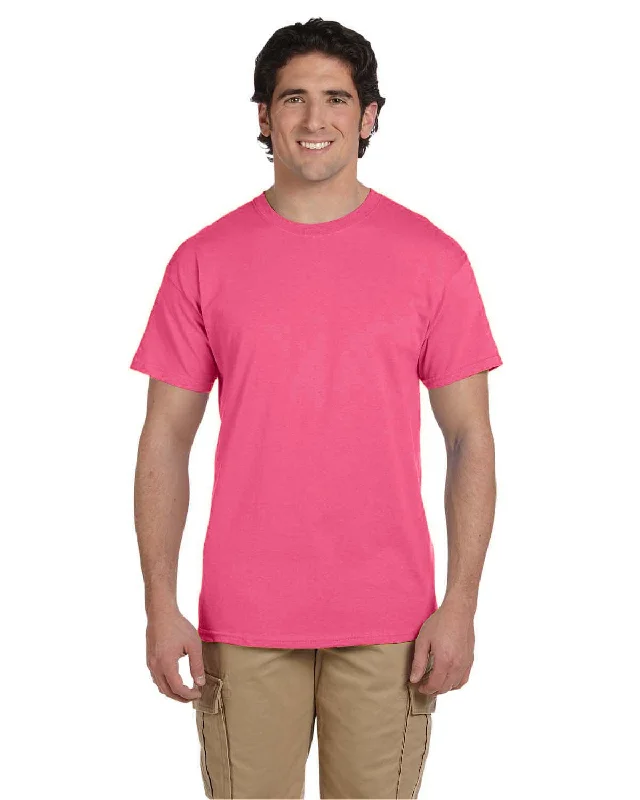 Fruit of the Loom 100% Cotton T-Shirt | Neon Pink Print Jacquard Patchwork