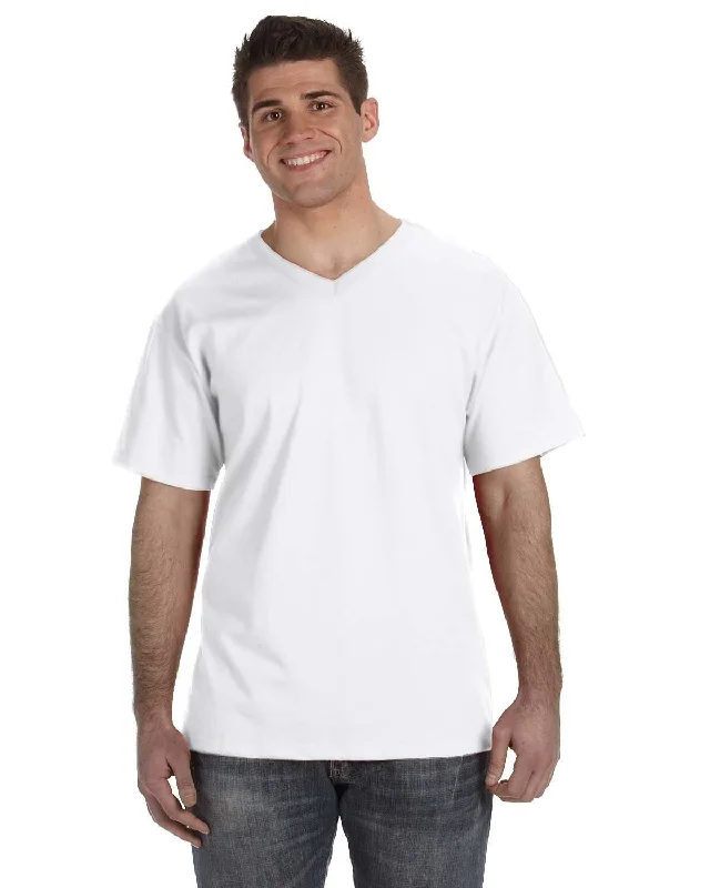 Fruit of the Loom 5 oz. 100% Heavy Cotton HD V-Neck T-Shirt | White Modern Contemporary Chic