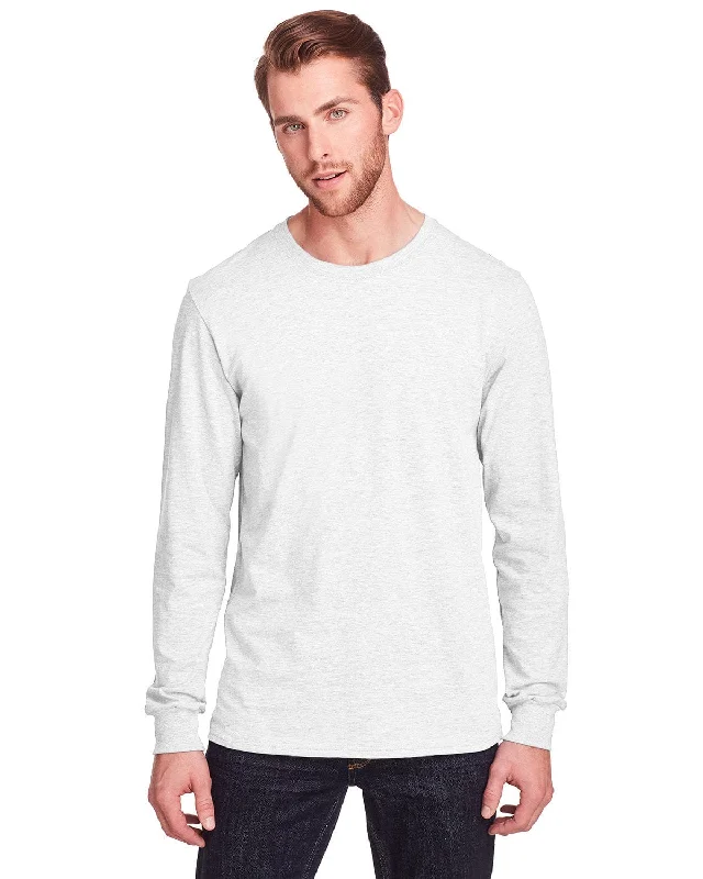 Fruit of the Loom Adult ICONIC Long Sleeve T-Shirt | White Thin T-Shirt Open Front Quick Dry