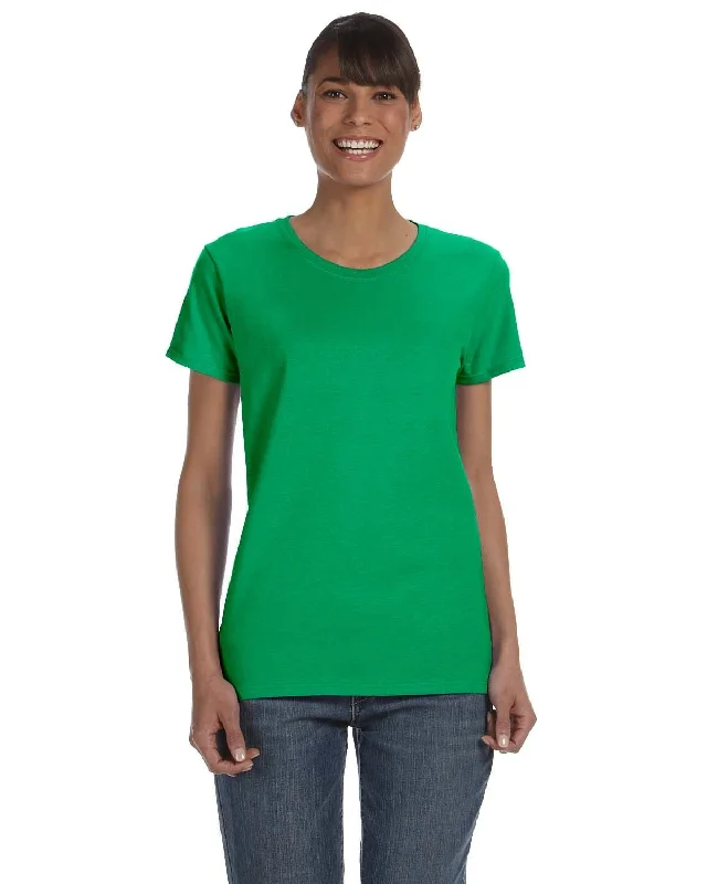 Gildan Ladies Lightweight 100% Cotton T-Shirt | Irish Green Front Pockets Side Pockets Patch Pockets