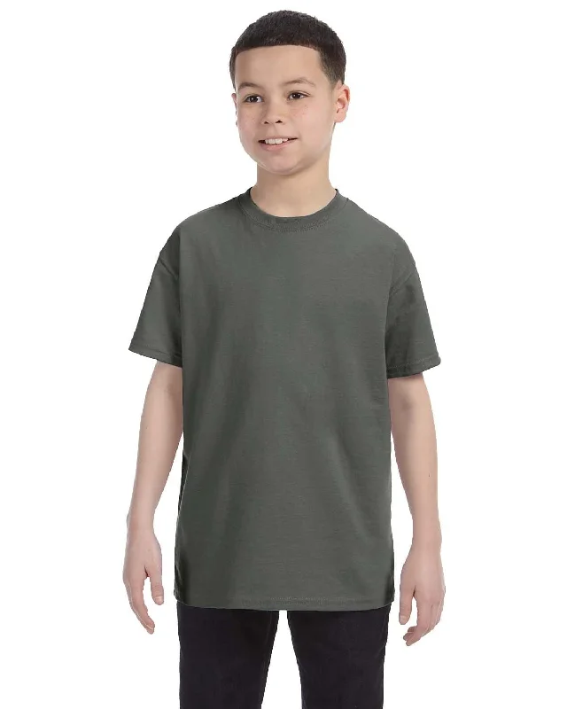 Gildan Youth Lightweight 100% Cotton T-Shirt | Military Green V-Neck T-Shirt Long Sleeve Cotton