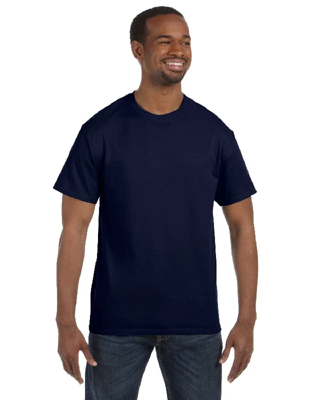 Hanes Authentic-T T-shirt | Navy Denim Fabric Leather Fabric Suede Fabric