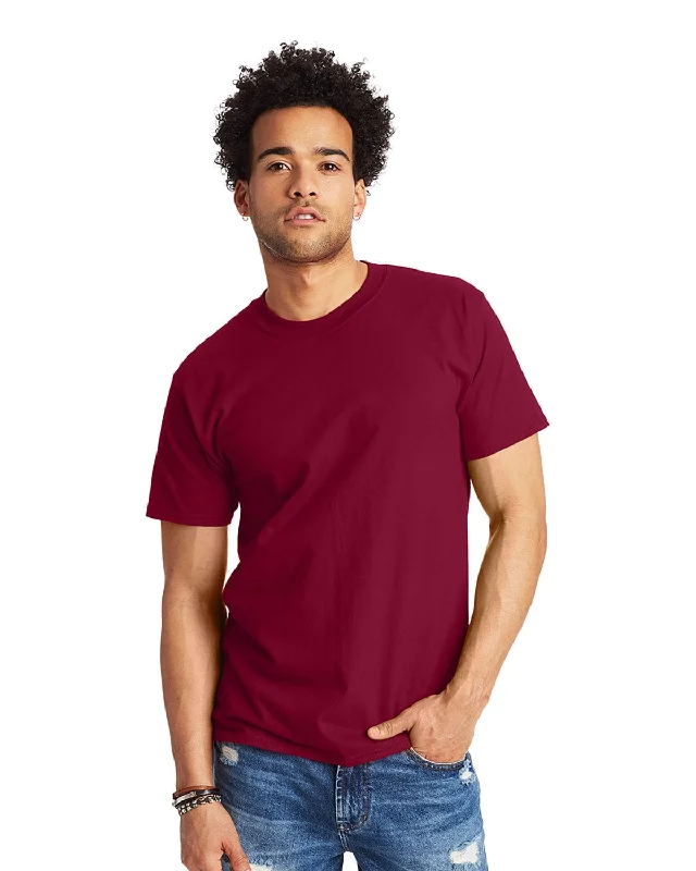 Hanes Beefy-T T-Shirt | Cardinal Hooded Caped Shawl Collar