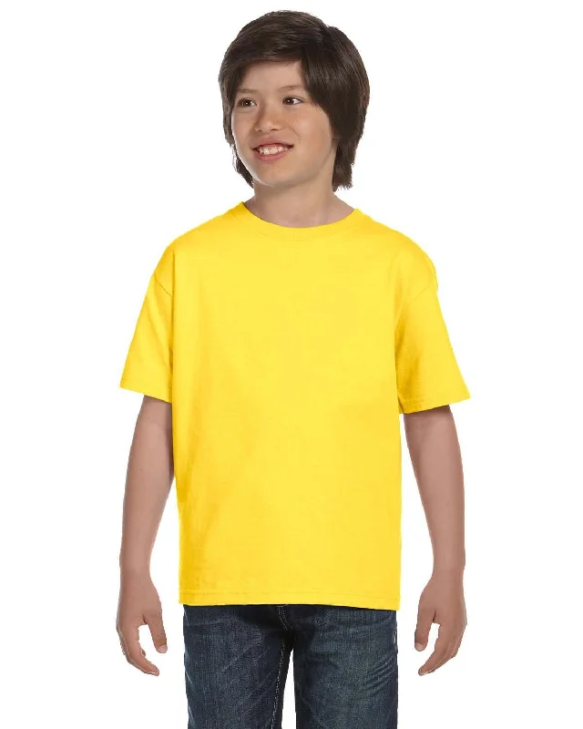 Hanes Youth ComfortSoft T-Shirt | Yellow Embroidered Appliqued Beaded