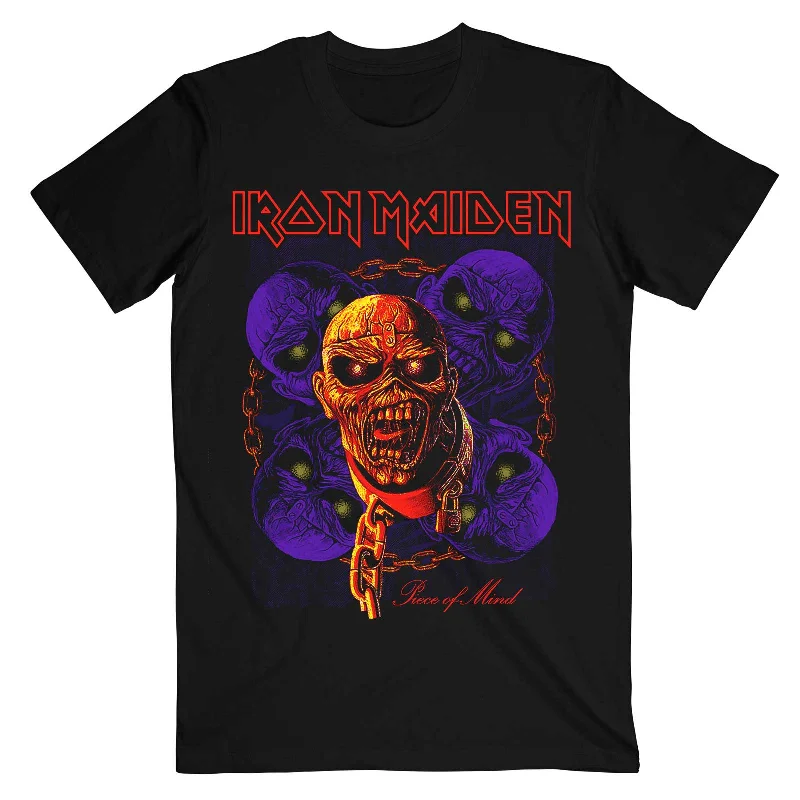 Iron Maiden | Official Band T-Shirt | Piece of Mind Multi Head Eddie Polka Dot Checkered Tartan